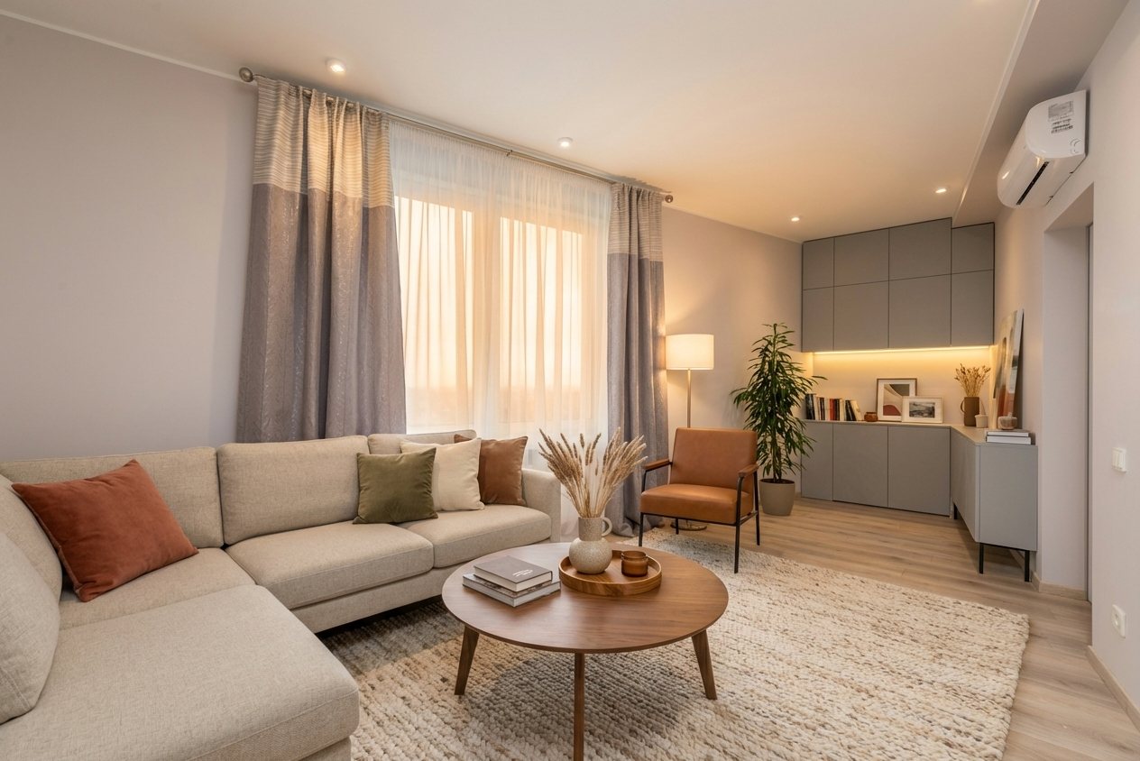 Empty Room to Staged Living preview render