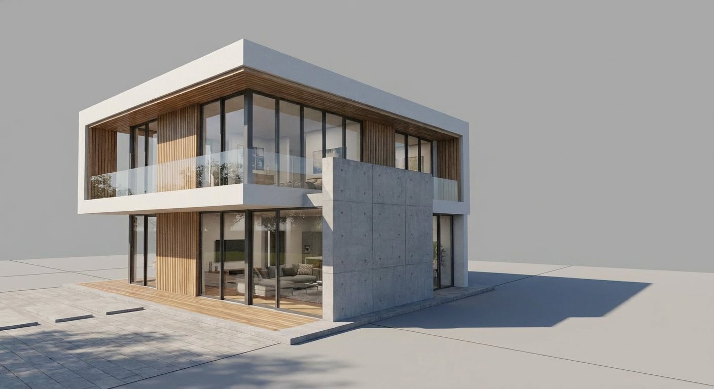 Concrete courtyard exterior render