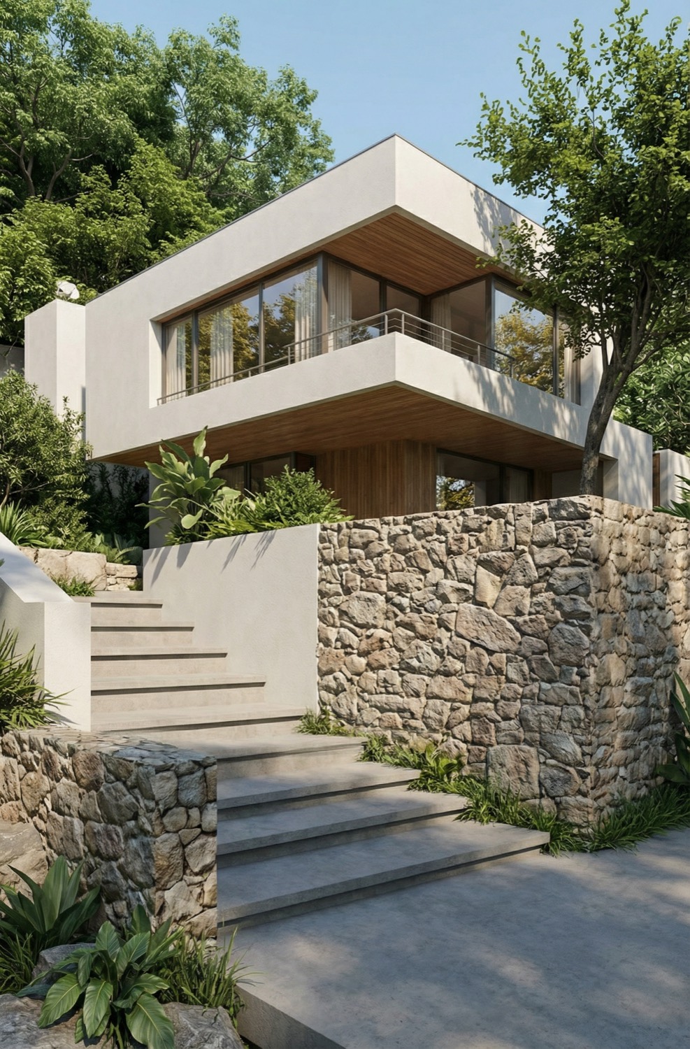 Photorealistic modern villa created from an architectural sketch